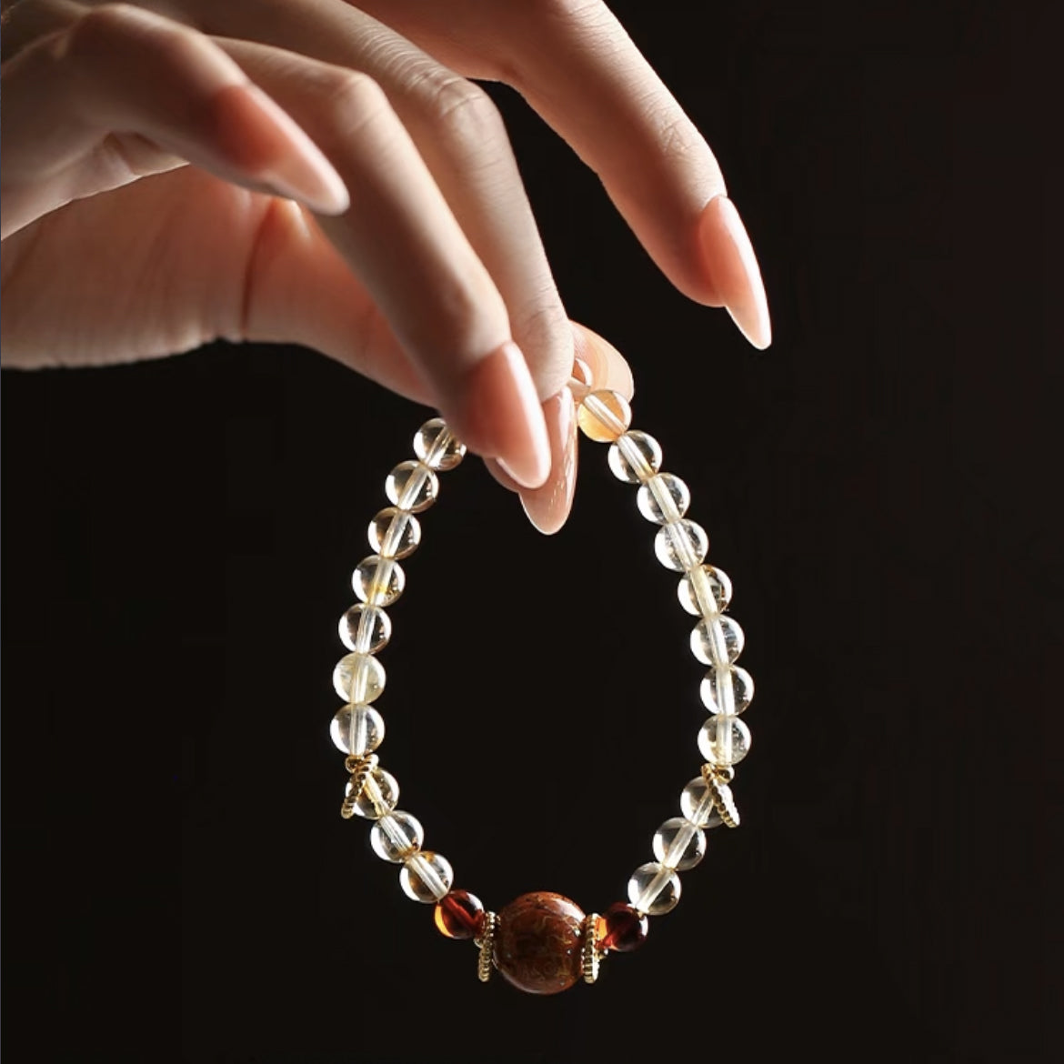 Divine Forces | Citrine Single Lacquerware Beads Karma Bracelet