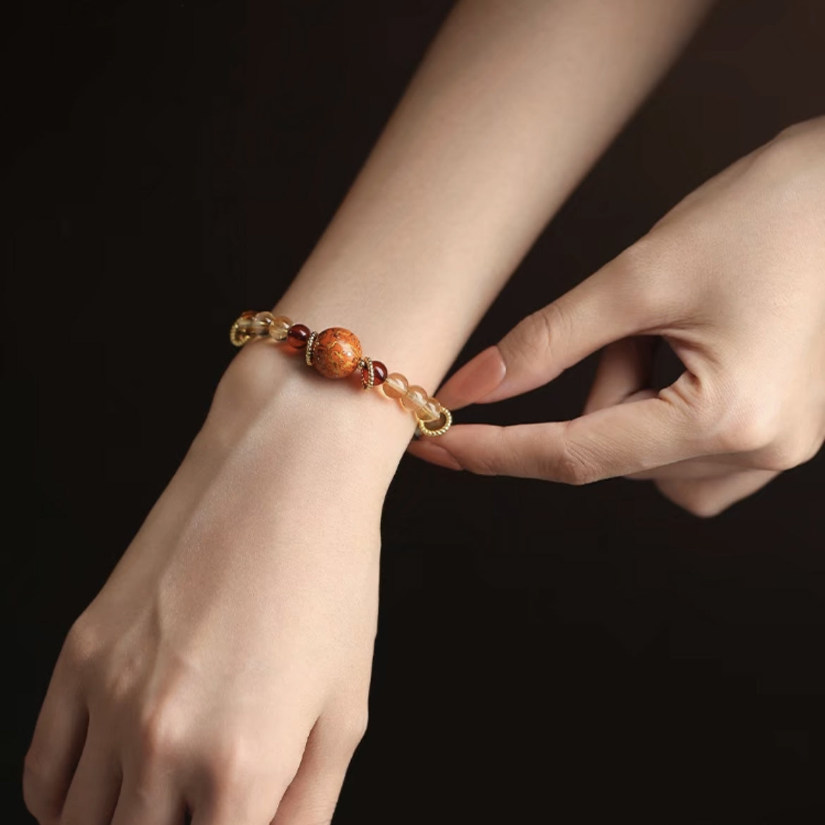 Divine Forces | Citrine Single Lacquerware Beads Karma Bracelet