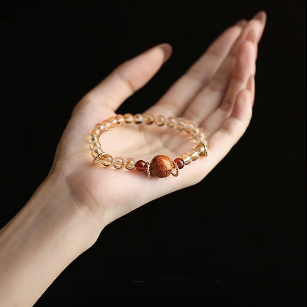 Divine Forces | Citrine Single Lacquerware Beads Karma Bracelet