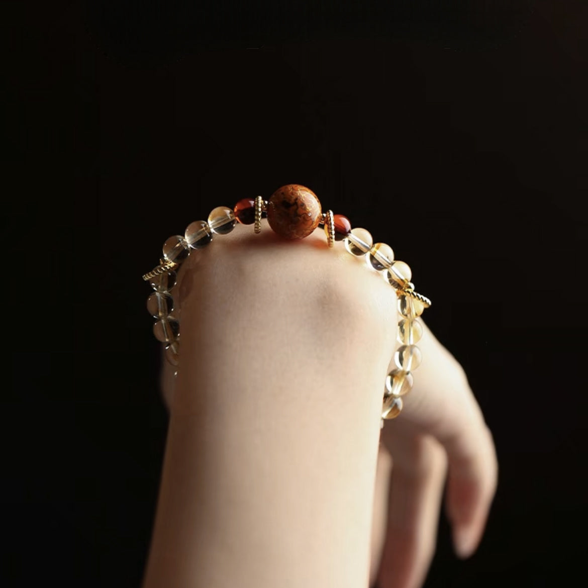 Divine Forces | Citrine Single Lacquerware Beads Karma Bracelet