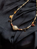 Handcrafted Chinese Lacquer Pendant Necklace with Agate and 18K Gold-Plated Brass | 20mm Lacquer Bead | 38+6CM Adjustable Length